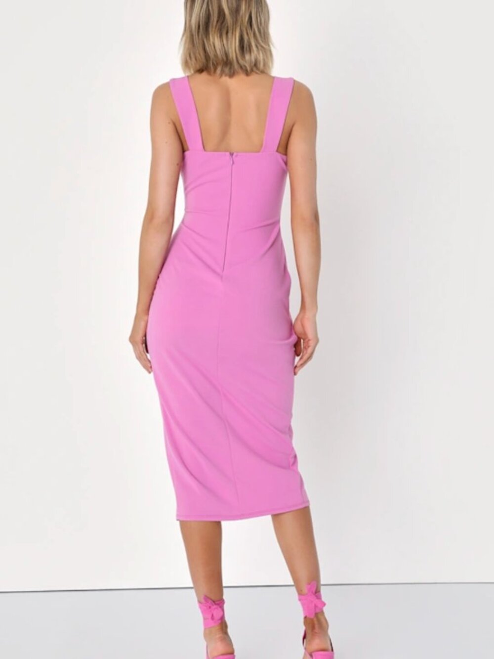 Lulus Always Beautiful Rose Pink Sleeveless Tulip Midi Dress - Size S - Picture 2 of 4